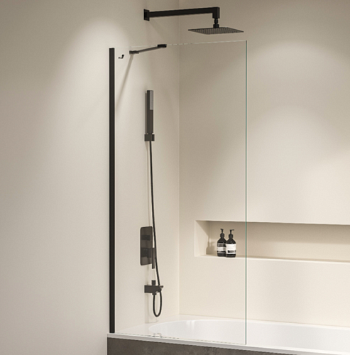 Сет №1436_351115109-14, Шторка на ванну, черный/прозрачное Сет №1436_351115109-14, Шторка на ванну, черный/прозрачное