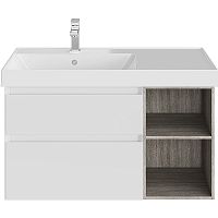Тумба Kerama Marazzi CUB.90Lh\WHT.M Cubo под раковину подвесная 90х47 см, левая, белый матовый/древесный