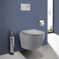 Унитаз Vincea VT1-14SMG Globo подвесной, безободковый, 36.5х48.5 см, ультратонкое сиденье Soft-close, серый матовый