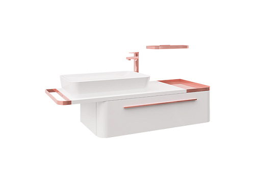 Тумба Creavit AL0120.01.BBR ЗОЛОТО+UL060 Angel с раковиной 38х120 см, белый купить недорого в интернет-магазине Керамос