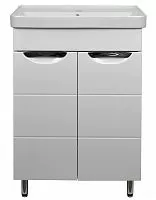 Тумба Loranto CS00069263 Милена с раковиной, напольная, 60х43 см, белая купить недорого в интернет-магазине Керамос