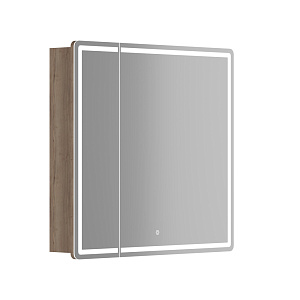Зеркальный шкаф Sancos MI80EG Mirror для ванной комнаты 79х74 см, с LED подсветкой, дуб галифакс натуральный