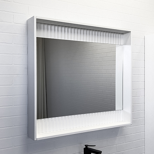 Зеркальный шкаф Comforty 00-00013685 Марсель подвесной 90х80 см, с подсветкой, белый матовый купить недорого в интернет-магазине Керамос