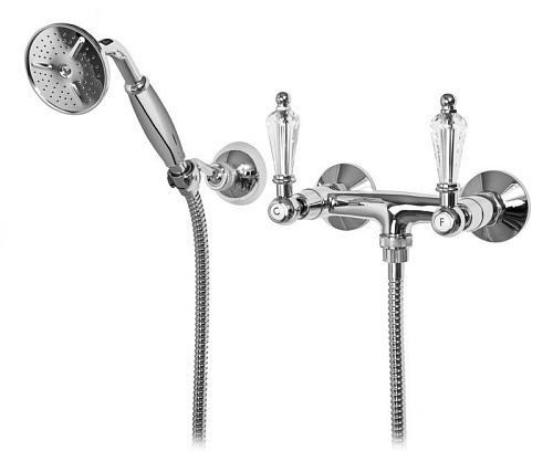 Смеситель Cezares DIAMOND-D-01-Sw для душа, с ручным душем, хром,ручки Swarovski