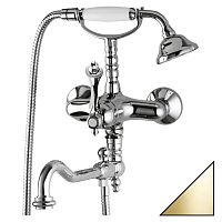 Смеситель Cezares MARGOT-VDFM2-03,24-M для ванны, с ручным душем и поворотным изливом, золото 24 карат,ручки металл