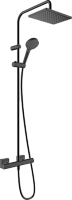 Hansgrohe Душевая система Showerpipe 230 1jet с термостатом, EcoSmart Hansgrohe Vernis Shape 26097670, матовый черный