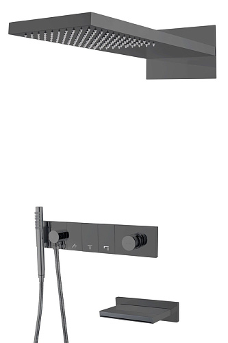 Встроенная душевая система 55х45х140 см Boheme ZODIAC 132-2-SGM антрацит Встроенная душевая система 55х45х140 см Boheme ZODIAC 132-2-SGM антрацит